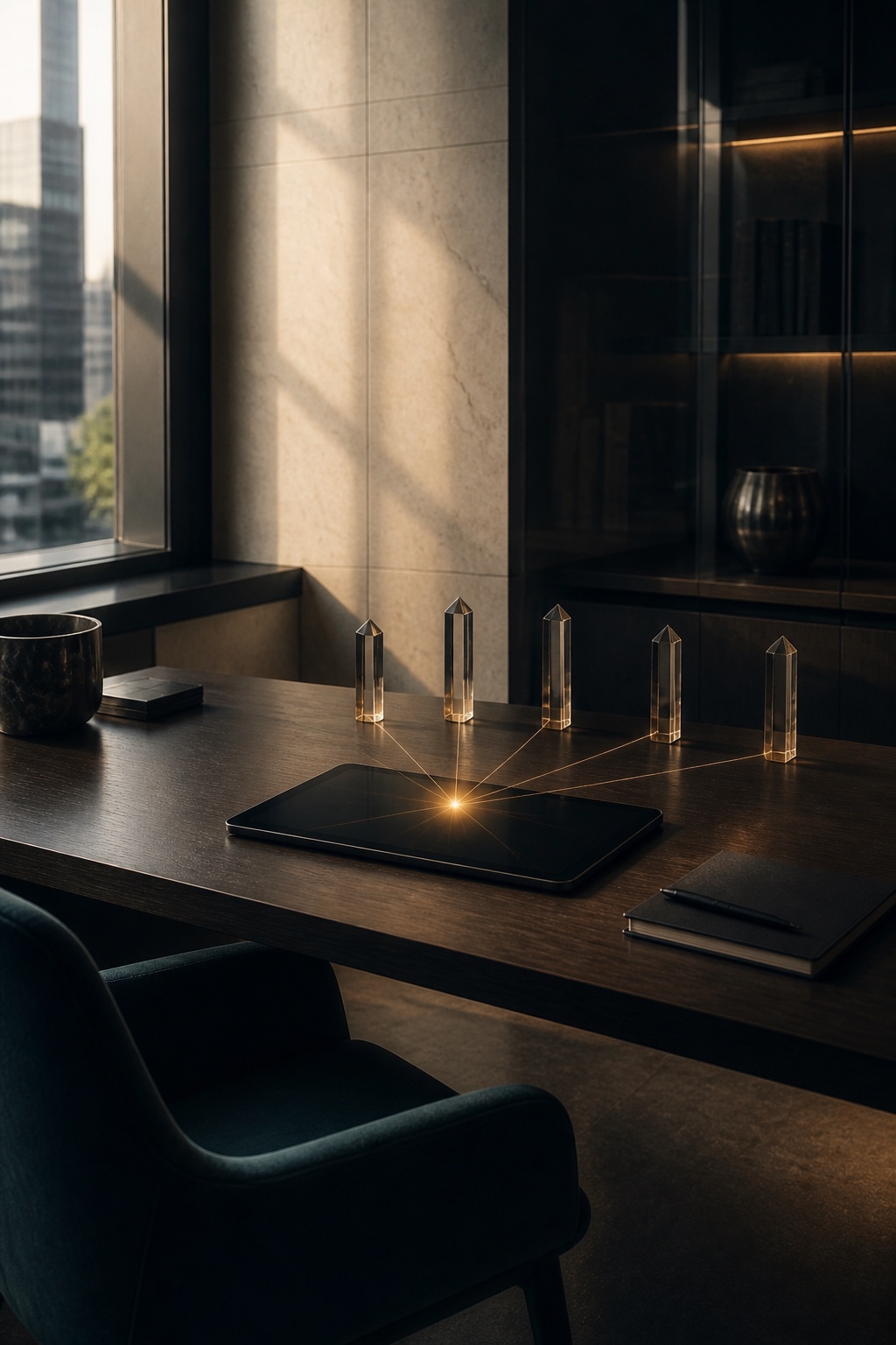 A private Pygar workspace with five perspectives converging on a tablet